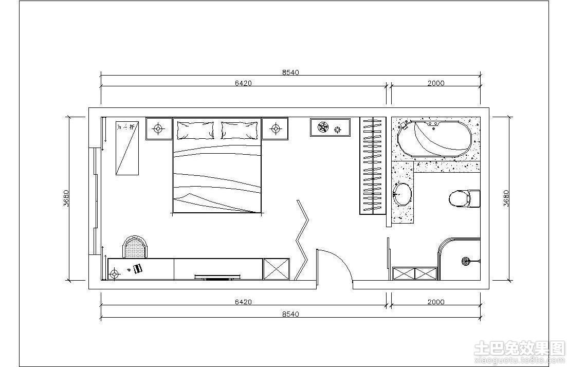 小卧室房间布局平面图 (6/6)