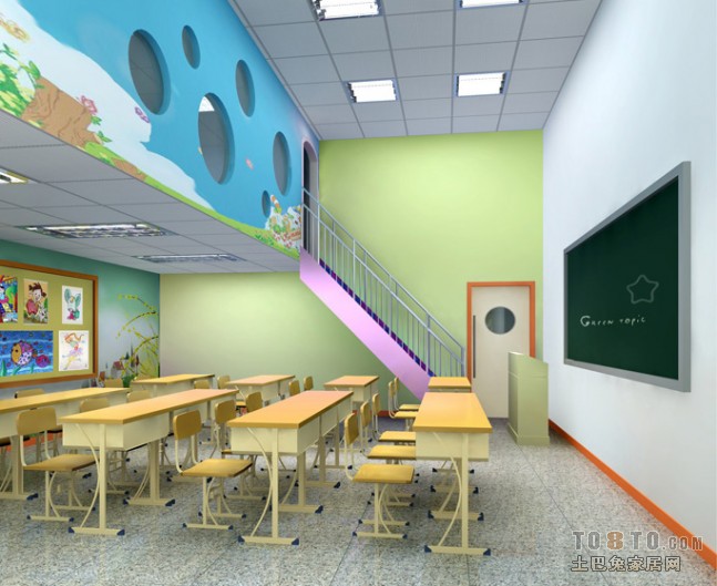 培训学校教室装修图片,辅导班室布置图片,培训室装修效果图_大山谷图库
