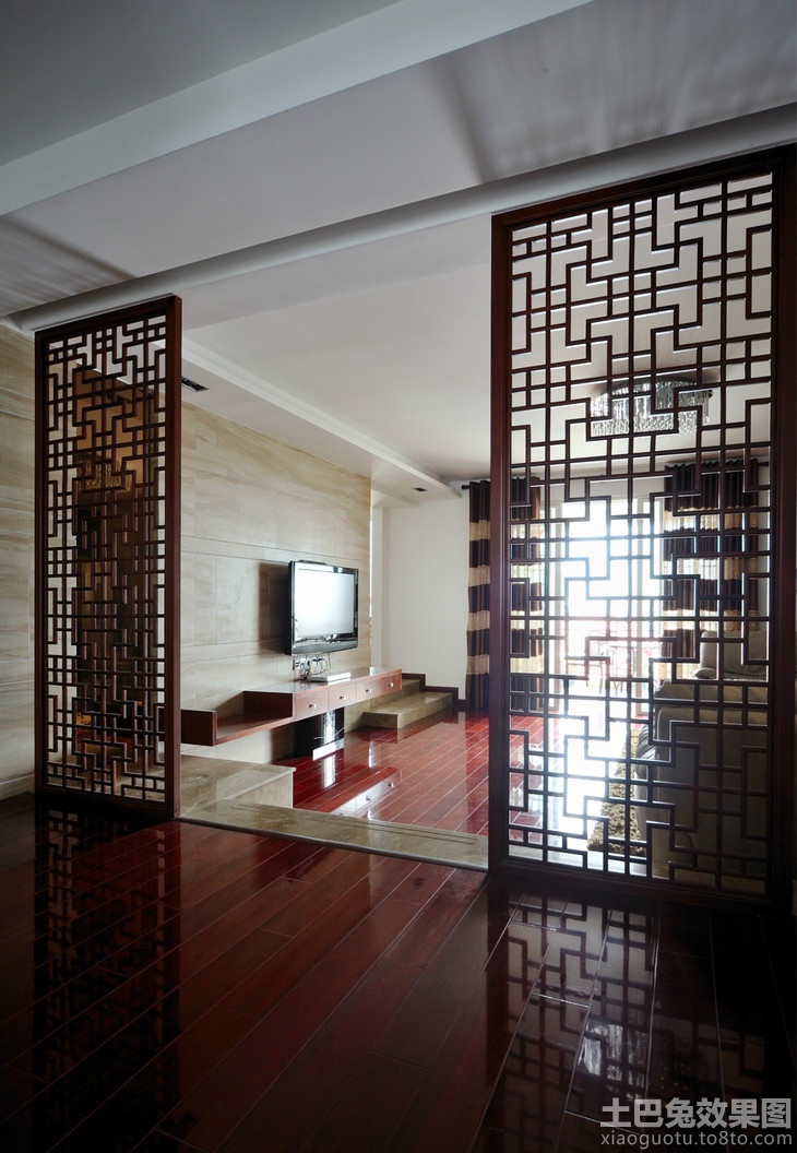 中式客厅装修实木屏风图片_第1张 - 九正家居装修效果