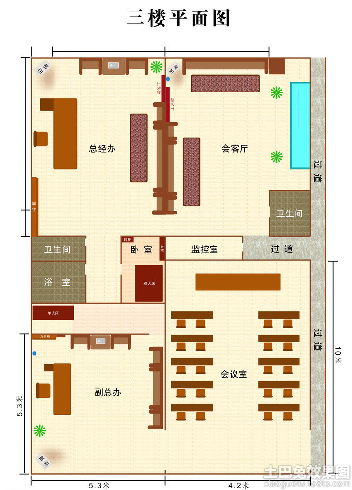 办公楼平面布置图 (2/3)