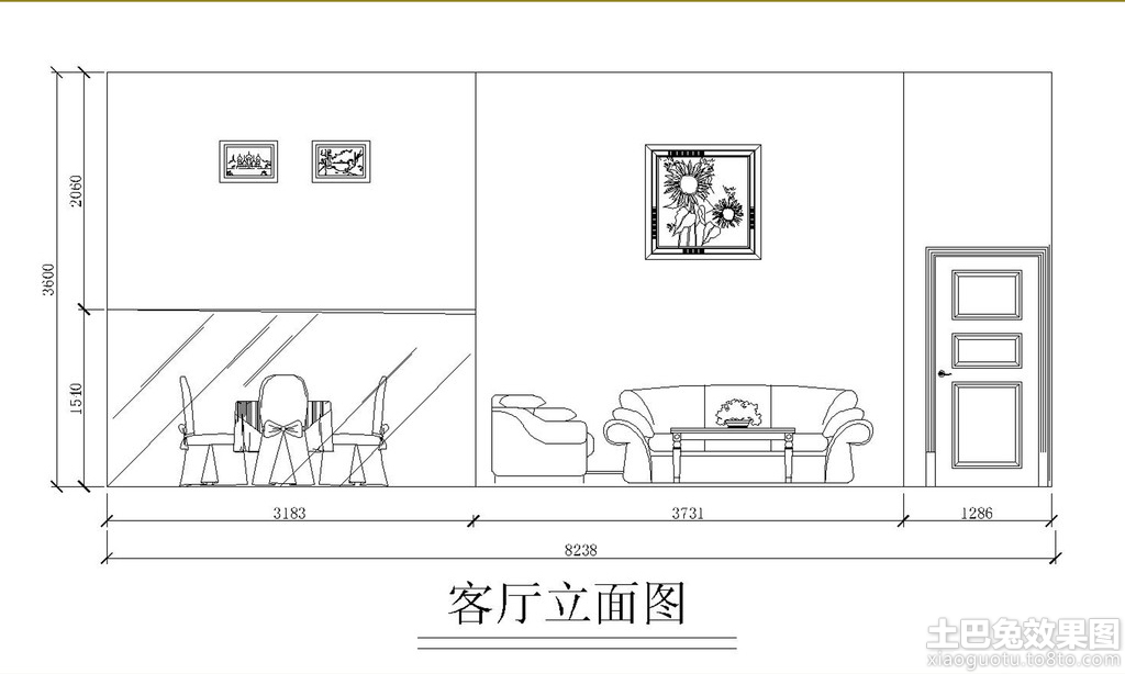 客厅手绘立面图 (2/10)