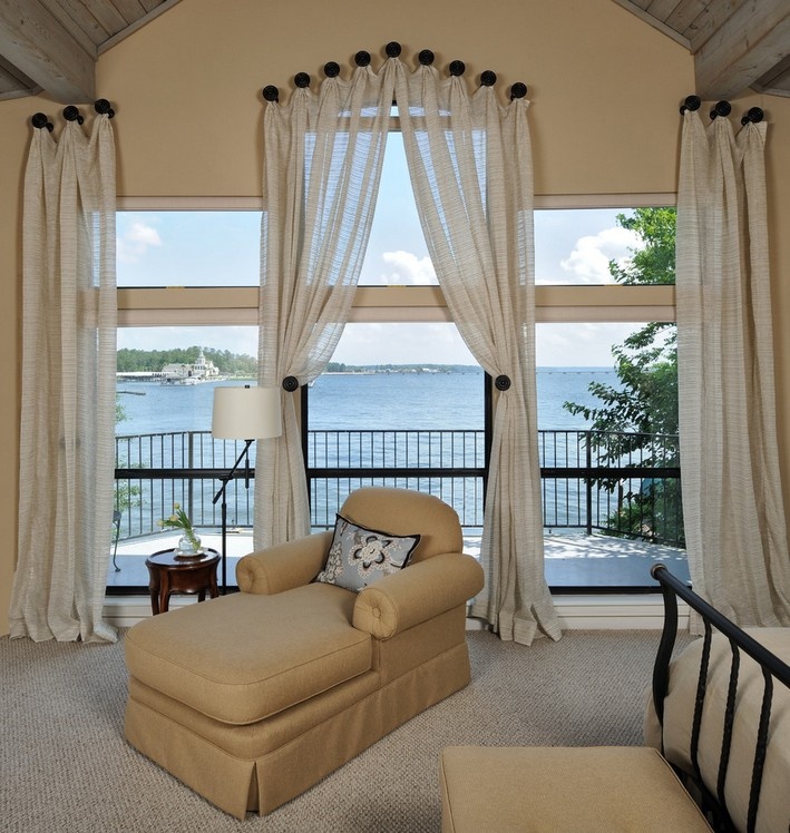 欧式风格客厅阳台窗帘装修图片 窗帘装饰效果图